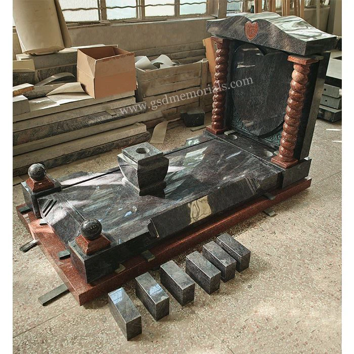 Bahama Blue Tombstone with Cover and Vase